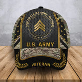 Personalized US Army Veteran Rank Camo Custom Name & Served Time 3D Cap